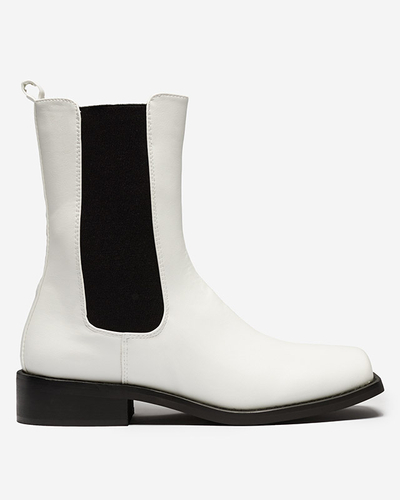 Weiße hohe Damenstiefel mit eckiger Kappe Ludiz- Footwear