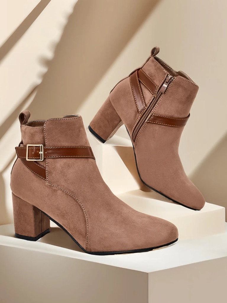 Royalfashion Damen Chunky Heel Knöchelstiefel Eloron