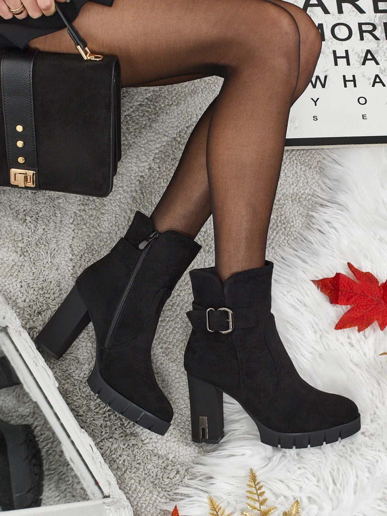 Botki damskie eko zamszowe na słupku Liravie