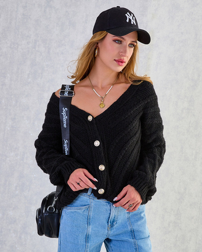 Royalfashion Damen Strickpullover mit Knöpfen