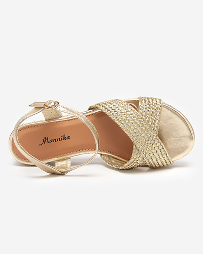 Goldene Damensandalen mit Flechtmuster und Glitzer Metifa - Footwear