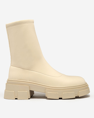 Royalfashion Damenstiefel aus Öko-Wildleder in Beige Classy Girl