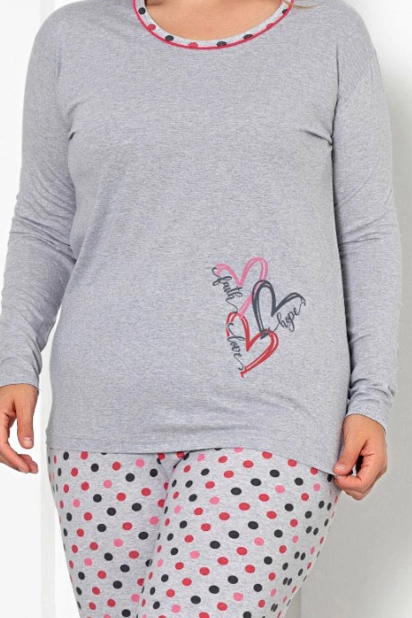 Royalfashion Жіночий бавовняний комплект піжами з горошком РОЗМІР ПЛЮС