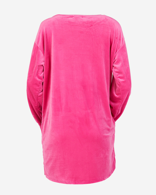 Довга жіноча туніка кольору фуксії з цирконами