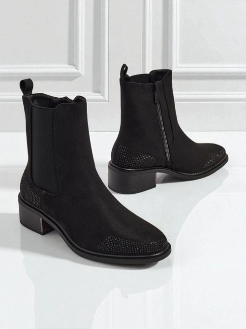 Ботильйони жіночі еко замшеві оздоблені цирконами TangleMist