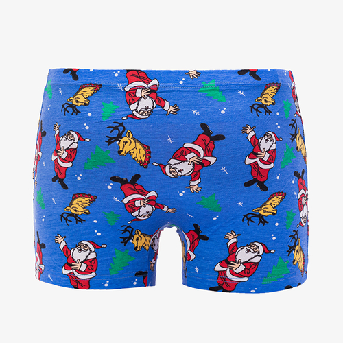 Сині чоловічі боксери з новорічним принтом