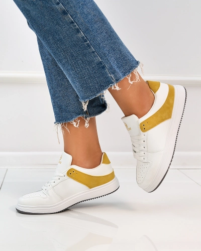 Royalfashion Senf weiße Damen Sportschuhe Elevace