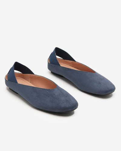 Marineblaue Damen-Ballerinas mit eckiger Kappe Lojara - Footwear