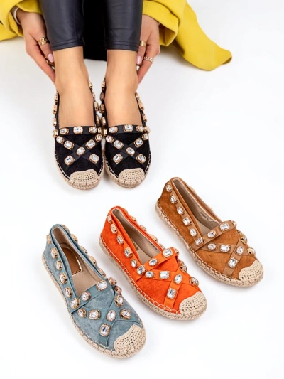 Orange Damen-Espadrilles mit Wamba-Kristallen - Schuhe