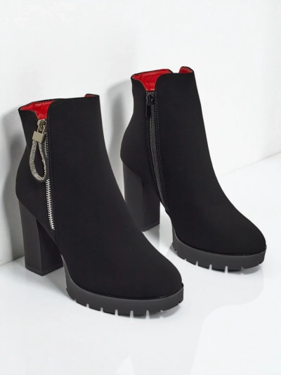 Damen Stiefeletten aus Öko-Leder mit Blockabsatz Marellin