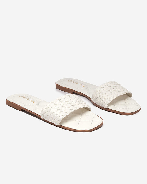 Жіночі білі тапочки з плетеним ремінцем Cocota - Взуття