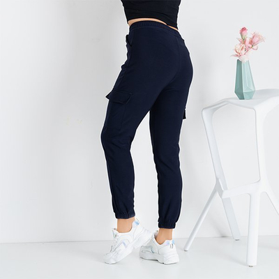 Темно-сині жіночі вантажні штани з кишенями - Одяг