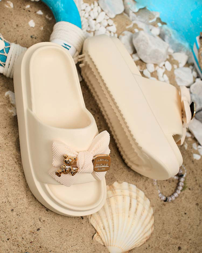 Royalfashion Damen-Gummi-Flip-Flops mit Zierschleife Nilm