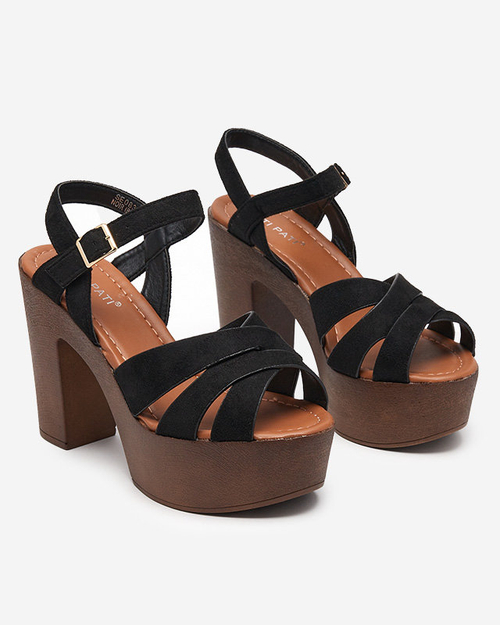 Чорні босоніжки на поштині еко замша Elikob- Взуття