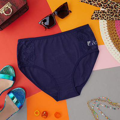 Klassischer Damenslip in marineblauer Farbe PLUS SIZE- Unterwäsche