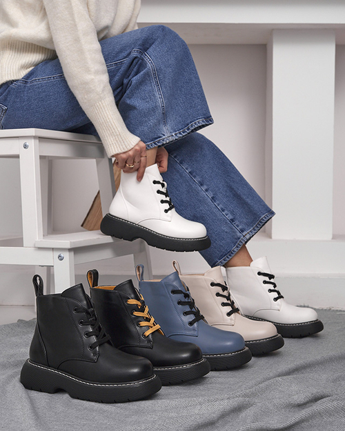 Чорні жіночі черевики з екошкіри на суцільній підошві Getys - Взуття