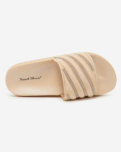 Beige Damen Flip-Flops mit Zirkonen Erikis - Schuhe