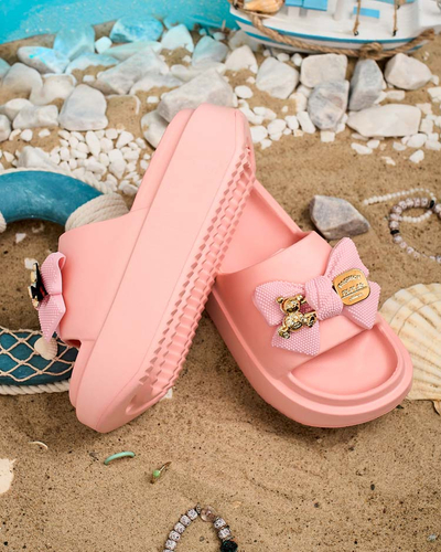 Royalfashion Damen-Gummi-Flip-Flops mit Zierschleife Nilm