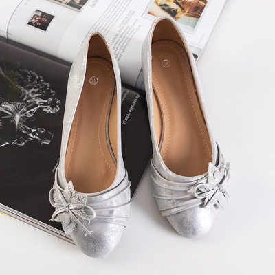 Сірі жіночі мерехтливі балетки з прикрасою Norita