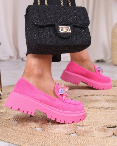 Жіночі мокасини OUTLET Fuchsia з різнокольоровими намистинами Hetika - Взуття