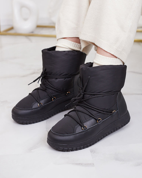 Royalfashion Жіночі снігоходи на шнурівці чорного кольору Iredas