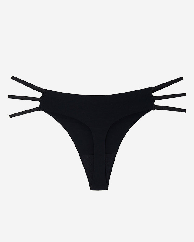 Damen-Tanga aus schwarzer Spitze mit Trägern PLUS SIZE- Unterwäsche