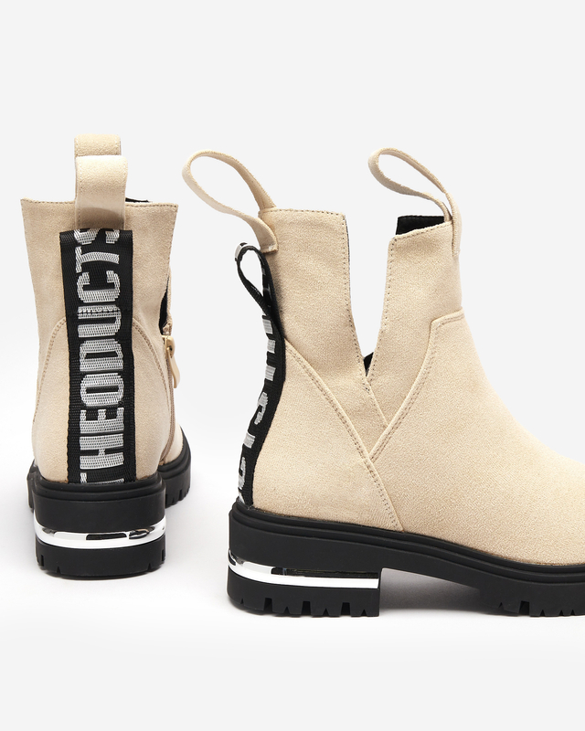 Cremefarbene Damenstiefel mit flachem Absatz Dezi - Footwear