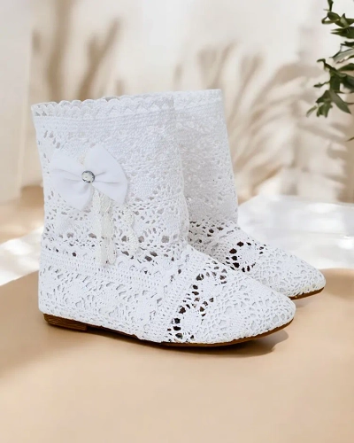 Royalfashion Durchbrochene Kinderstiefel mit Schleife Geggis