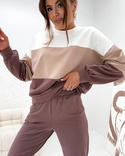 Royalfashion Baumwoll Damen Trainingsanzug mit Streifen ChillFlex
