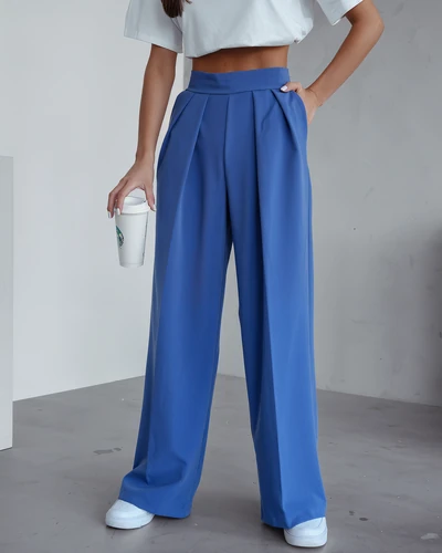 Royalfashion Weite Damenhose mit Falten