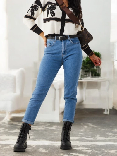 Royalfashion Baumwolle Damen Mom Jeans