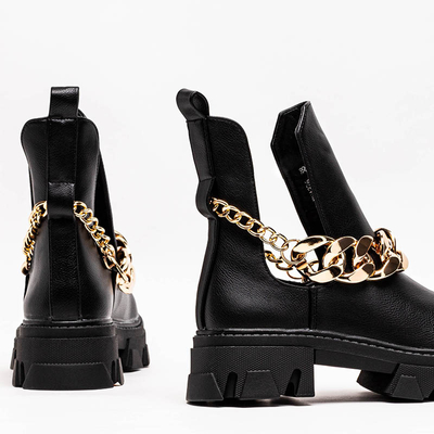 Schwarze Damenstiefel mit Kette Tenkay - Footwear