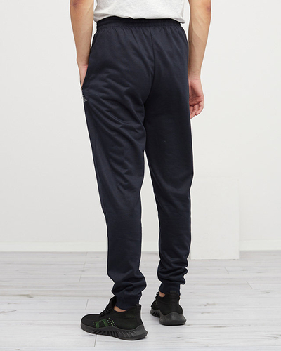 Темно-сині чоловічі бавовняні спортивні штани з кишенями - Одяг