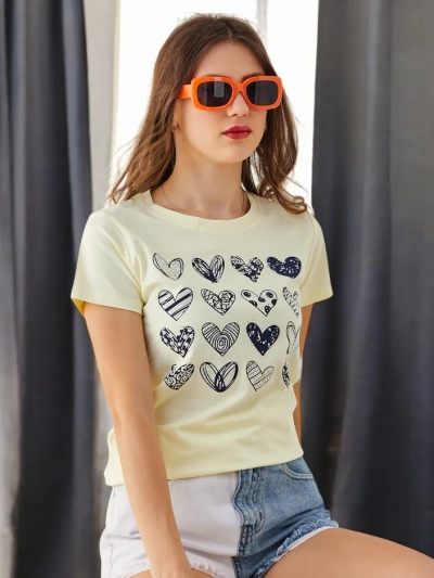 Royalfashion Damen Baumwoll-T-Shirt Viele Herzen