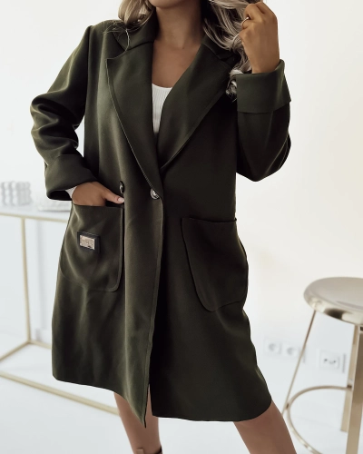 Royalfashion Khaki Damenmantel knielang Jacke