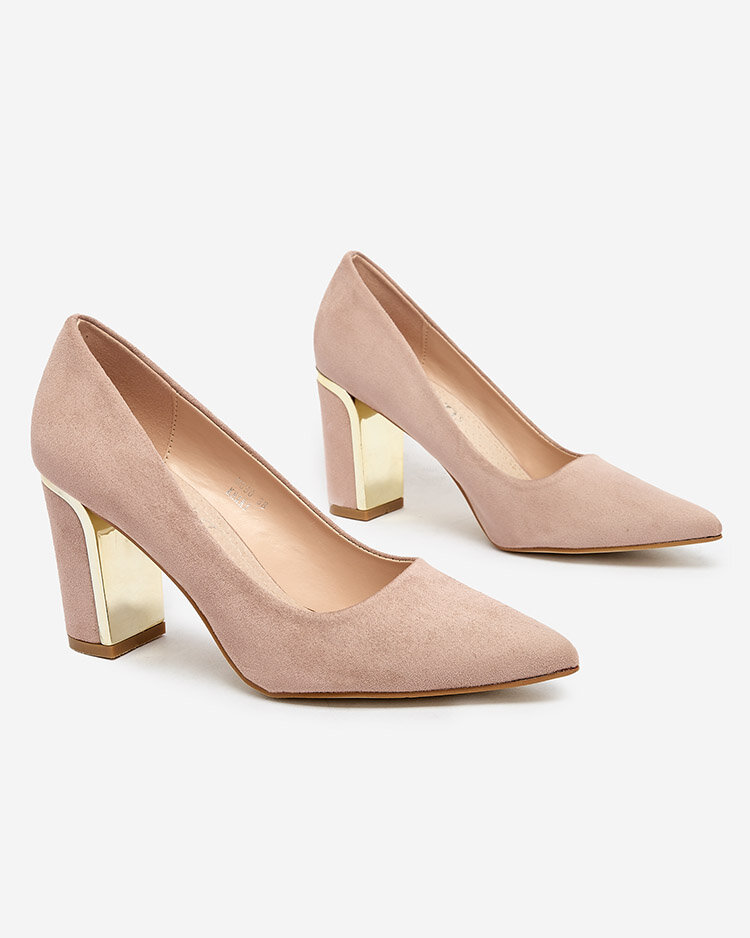 Royalfashion Beige Damen Pumps aus Öko-Wildleder Afrogosa