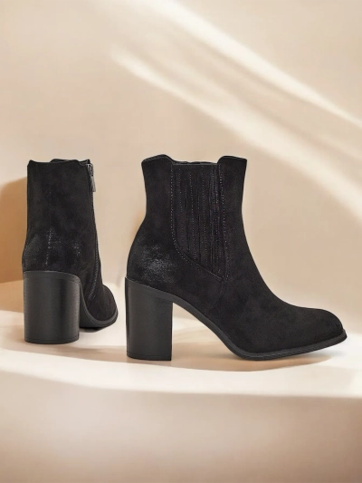 Royalfashion Öko-Wildleder Damen-Stiefeletten mit Blockabsatz Cesios