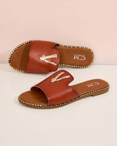 Royalfashion Damen Öko-Leder-Flip-Flops Cemenna