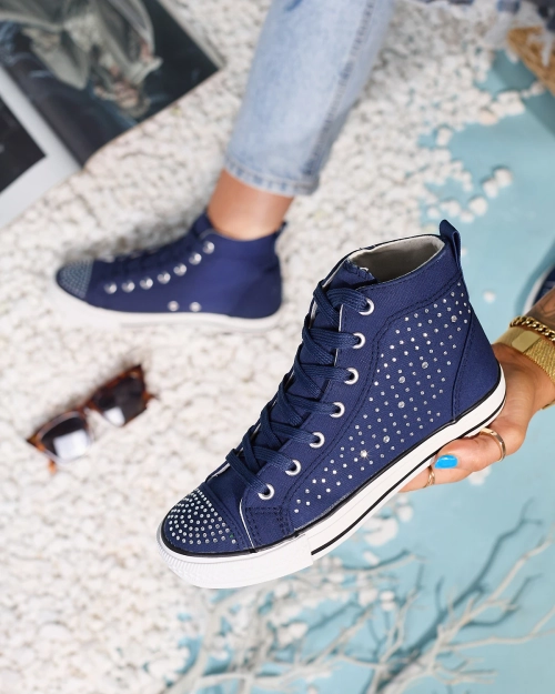 Темно-сині кросівки з цирконами Totulu- Footwear