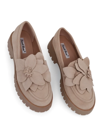 Royalfashion Eco-Suede Damenmokassins mit Floverse-Blume