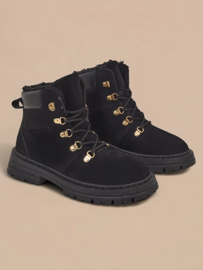 Royalfashion Schwarze Damen-Trapper Develier