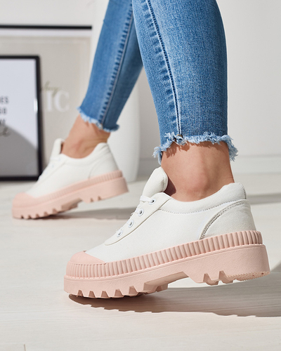 Damen-Sneaker in Weiß mit pinkfarbener Comp-Sohle - Schuhe