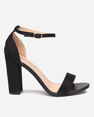 Schwarze Damensandalen mit Glitzer auf dem Pfosten Karlins - Schuhe