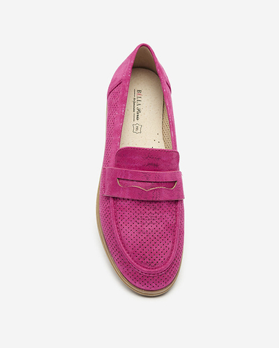 Fuchsia durchbrochene Damenmokassins mit glänzender Oberfläche Idesa - Footwear