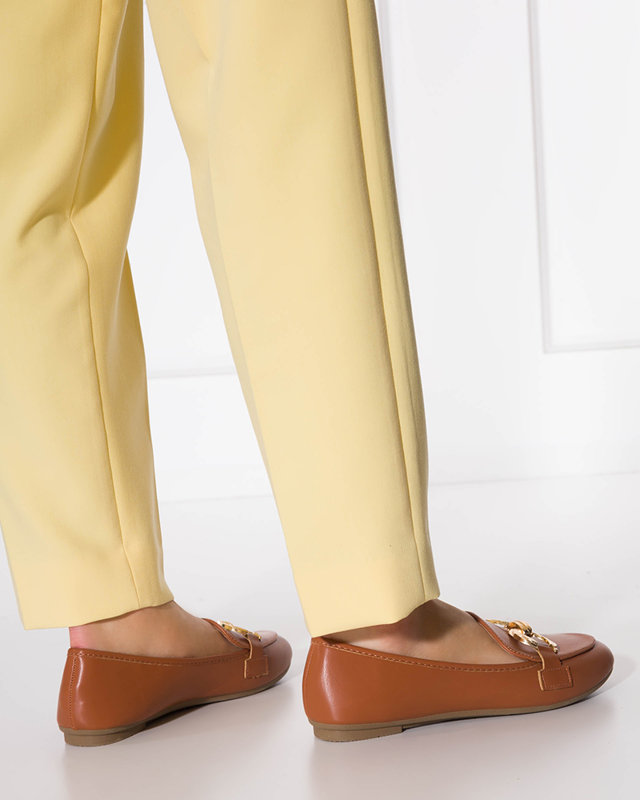 OUTLET Braune Damenmokassins mit Pyolens-Dekoration - Schuhe