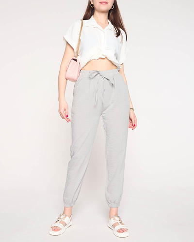 Graue, luftige, dünne Damenhose - Kleidung