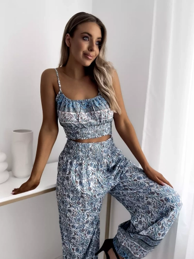 Blaues Damenset mit Druck - Kleidung