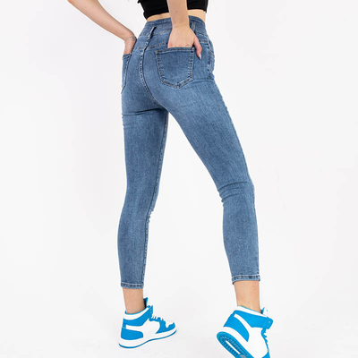 Blaue Jeans mit hohem Bund für Damen - Kleidung