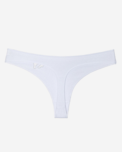 Weißer Damen-Tanga aus Baumwolle mit Stickerei - Unterwäsche