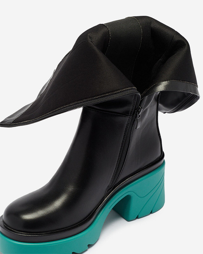 Schwarze Damenstiefel mit fester blauer Sohle Berisa - Footwear